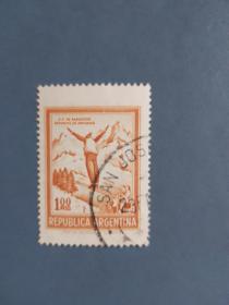 外国邮票  阿根廷邮票 1971年   滑雪 (信销票)
