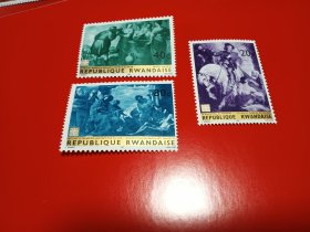 外国邮票 卢旺达邮票  1967年 世纪绘画艺术 3枚
 （无邮戳新票）
