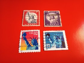 外国邮票  美国邮票 自由女神像 4枚
（信销票)
