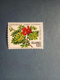 外国邮票 冰岛邮票  1988年 植树年、花楸树枝 1全（无邮戳新票)