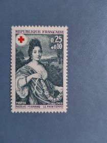 外国邮票 法国邮票  1968年 红十字附捐 绘画 女神（无邮戳新票)