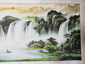 【印刷品山水画字画】旭日东升 （客厅、办公室等装饰画，尺寸较大，66cm*174cm）