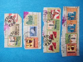 1981年包裹单剪片·邮戳·信销票·昌松（代）、曲塘、孙庄、三阳等戳4张