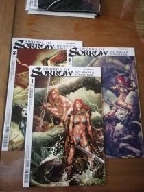 2015年英文原版漫画Swords Of Sorrow:Red Sonja & Jungle Girl#1-3合售   16开