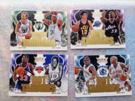 篮球NBA球星卡 2008 Fleer 伯德 皮尔斯 保罗 斯托克顿 马龙 尤因等 Hot Tandenms 四张合售