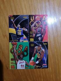 篮球NBA球星卡 1996 SkyBox 卡尔马龙 四合一