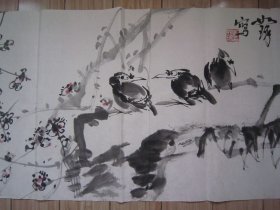 崔如琢花鸟画《冷香》六尺对开、设色纸本软片、