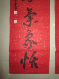 著名书法家--王泽中书法对联《天高地迥襟怀豁 岳峙渊渟气象恬》纸本软片、保真、