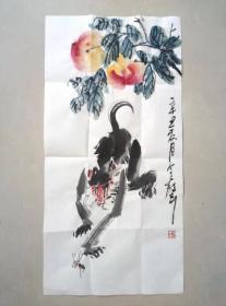 著名画家--杜金声先生--封侯图《一个浮泡梦幻身 如何只是纵贪嗔》纸本软片、保真、