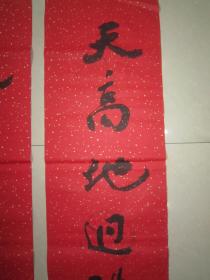 著名书法家--王泽中书法对联《天高地迥襟怀豁 岳峙渊渟气象恬》纸本软片、保真、