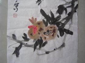 著名书画家--王泽中先生花鸟画《秋声》纸本软片、保真、