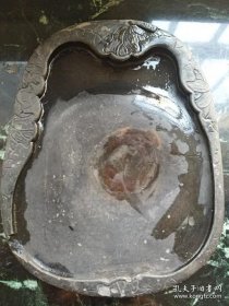 清代荷花纹老砚台