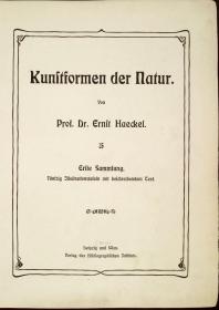 【提供资料信息服务】自然界的艺术形态.Kunstformen der Natur.By Ernst Haeckel.德文版1904年本手工装订