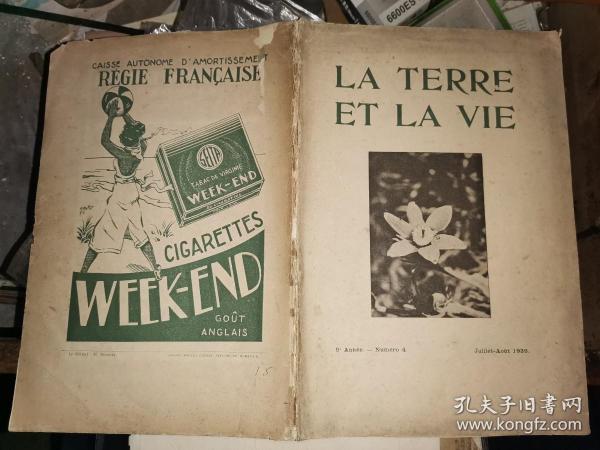 LA TERRE ET LA VIE土地与生命       [9e ANNéE-N0 4 JUILLET-AOUT1939]    1939年巴黎博物馆法文原版