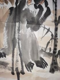 中国美术家协会会员，江苏省花鸟研究会会长、 南京师范大学美术学院教授 徐培晨 绘猴 138×68厘米