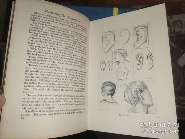 DRAWING FOR BEGINNERS 初学者绘画教材【1927年乔治·G·哈拉普有限公司初版  签名赠本 21.5×15.3厘米】补图