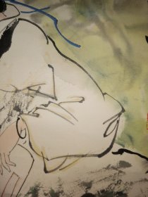 中国美术家协会会员、上海海事大学徐悲鸿艺术院教授  谢仁杰 绘《蕉下读书图》
绫裱   画芯68×44厘米