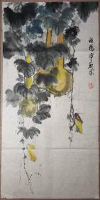 武汉吴晓桥   绘     水墨 葫芦鸣虫  
 33.8×68.4厘米