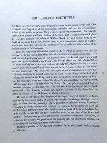 1828年“荷尔拜因笔下的亨利八世宫廷人物肖像”彩色点刻铜版画《朝臣理查德·索斯韦尔爵士（1504-1564）》—德国著名画家“汉斯·荷尔拜因 Hans Holbein(1497/1498～1543)”作品 NICHOLLS 雕刻 35x25cm 加厚仿犊皮纸精印/ 按照英国王藏品拜因原画雕刻 /英御用藏品保管人John Chamberlaine出版/附人物英文介绍页