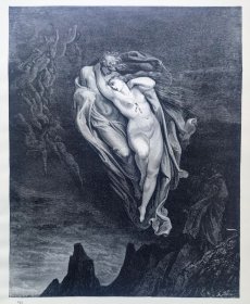 【古斯塔夫·多雷 Doré木刻版画】“多雷画廊”系列木版画1880年《饱受折磨的恋人》—法国画家“古斯塔夫·多雷(Gustave Doré,1832-1883）”作品 尺寸：32x25cm