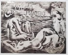 “著名奥地利艺术家”芬格斯坦（Michel Fingesten）棕色蚀刻人体藏书票—《三裸女》 编号420 经典作品1937年