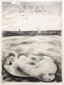 “著名奥地利艺术家”芬格斯坦（Michel Fingesten）蚀刻人体藏书票—《海边裸女》