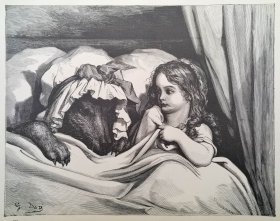 （满百元包顺丰）【古斯塔夫·多雷 Doré木刻版画】“多雷画廊”系列1880年《伪装的狼》—法国画家“古斯塔夫·多雷(Gustave Doré,1832-1883）”作品 尺寸：32x25cm