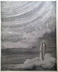 （满百元包顺丰）【古斯塔夫·多雷 Doré木刻版画】“多雷画廊”系列1880年《九重天》—法国画家“古斯塔夫·多雷(Gustave Doré,1832-1883）”作品 尺寸：32x25cm