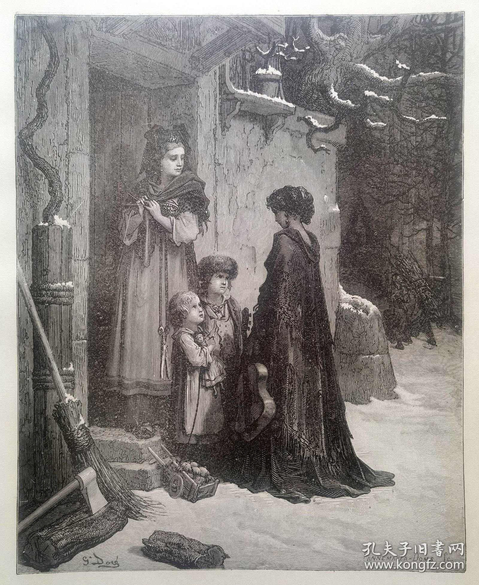 【古斯塔夫·多雷 Doré木刻版画】“多雷画廊”系列1880年《蚱蜢和蚂蚁》—法国画家“古斯塔夫·多雷(Gustave Doré,1832-1883）”作品 尺寸：32x25cm