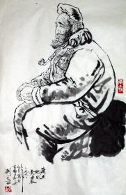 国画 刘文西人物画字画  三尺  黄土地的老人 62x96.5cm GH3002