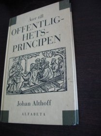 正版 非馆  Johan ALthoff Ater till offentlighets-principen