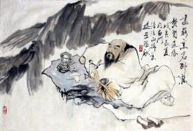 王锡麒  国画水墨字画 龚贤造像 尺寸68.5x47cm