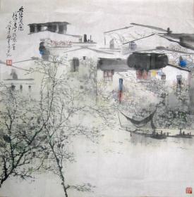 刘懋善 国画字画 水墨  姑苏小景-尺寸 斗方68.5x69.5cm