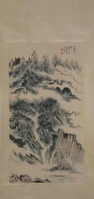 国画字画 峡江图  已裱立轴  66x187cm  已裱立轴