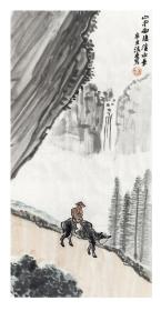 实力画家吕耀炜（法乐）《山中雨后溪水长》山水人物精品