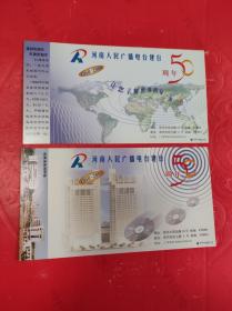 河南人民广播电台建台50周年 明信片两枚一套