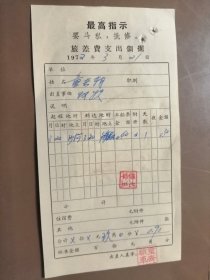 1972年旅差费支出领据（最高指示）火车票2枚