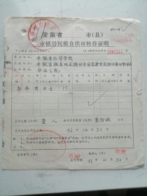 1992年安徽省合肥市市镇居民粮食供应转移证明（李*）