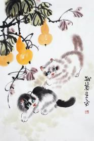 孙菊生 葫芦双猫图