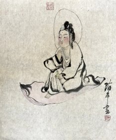 隋牟 人物（天趣偶从心里得，古香常在静中生）手绘国画