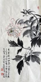 霍春阳 花鸟中堂 手绘国画 天然包浆 老纸老墨