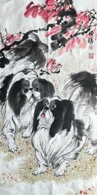 陈增胜 花鸟小中堂（玩伴）手绘国画