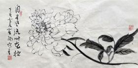霍春阳 花鸟横幅 手绘国画（自是风流时在妆） 天然包浆 老纸老墨