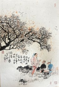 李午申 人物小中堂（儿童相见不相识）手绘国画
