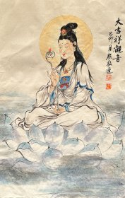 月照禅师 人物小中堂（大吉祥观音） 手绘国画