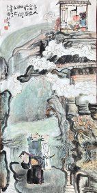 周伟钊 人物小中堂（美人家住最高山）手绘国画