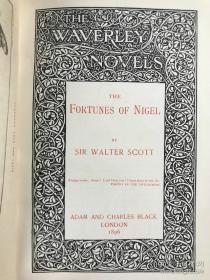 书顶鎏金！1904年，the fortunes of nigel，《奈杰尔的命运》，1幅插图，漆布精装，封面书脊烫金压花