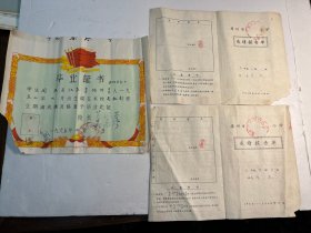 1965年扬州市泰州路小学《毕业证书》附成绩报告单两张