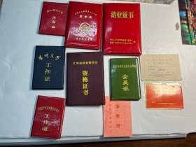 扬州师范学院政教系张成统副教授八九十年代工作证一组（10张）