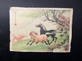 老版宣传画片《马》戈湘岚绘.上海画片出版社1954年一版1956年14印